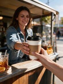 10pcs Corrugated Paper Coffee Cup Sleeves, Heat-Insulating Hand Protectors, Paper Sleeves, Suitable For Cold And Hot Beverage Cups, Perfect For Coffee Shop Takeout, Home Gatherings, Coffee Lovers And Beverage Accessories - Multicolor - View 3