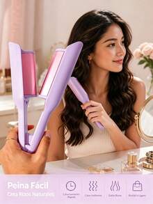 Rizadores compactos, tenacillas y pinzas para el cabello, con recubrimiento de turmalina; cómodas herramientas para peinar que permiten crear ondas suaves, rizos naturales y peinados con ondas elegantes; liberan iones negativos para lograr un peinado estilo sirena; moldeador giratorio multifuncional - Tipo de Enchufe A USA (110-127V) - Ver 4