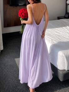 SOFUSEN Jubah Mandi Wanita, Jubah Mandi Longgar Tanpa Punggung Warna Polos, Cocok Untuk Digunakan di Rumah Atau Sebagai Hadiah untuk Teman, Gaun Jubah Mandi Wanita - Mauve Purple - View 3