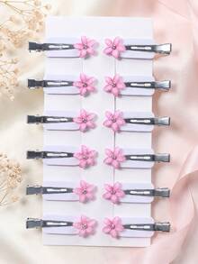 20/10pcs Pink & White Rhinestone Flower Seamless Hair Clips, Basic Durable No-Damage Hair Accessories, Sweet Cute Minimalist Hair Clips - Suitable For Women And Girls, Daily School Party Vacation - Multicolor - View 6