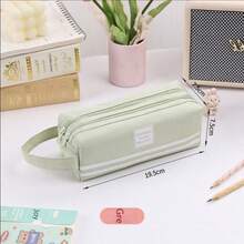 Tempat Pensil Dua Lapis Gaya Korea Minimalis Kapasitas Besar Ritsleting Ganda Tas Alat Tulis Portabel untuk Pelajar, Tempat Pensil Kain Oxford Kreatif untuk Kembali ke Sekolah dengan Pegangan - Berbagai gaya - View 18