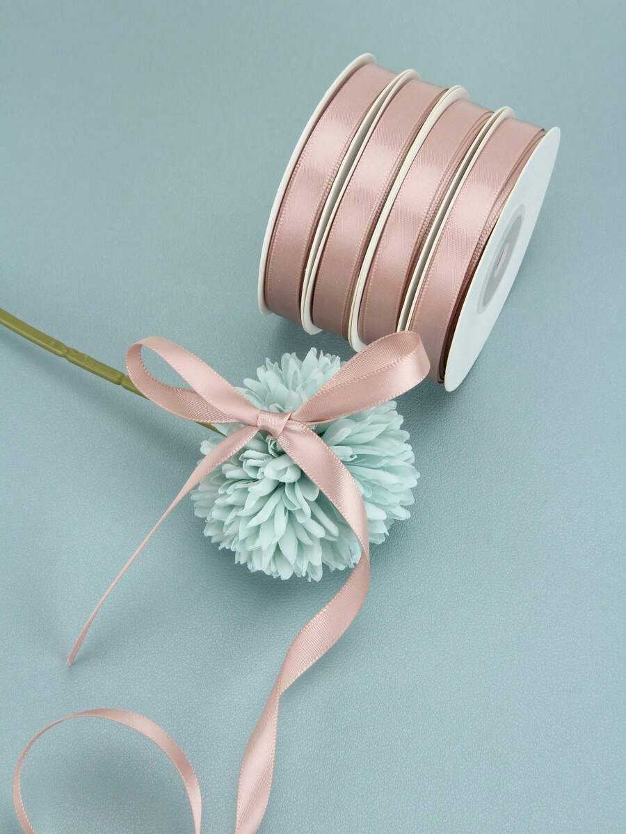 20 Yards/Roll Solid Color Satin Ribbon, Handmade DIY Craft Ribbon, Gift Wrapping, Bouquet Ribbon, Bow Decoration, Suitable For Mother's Day, Valentine's Day, Wedding, Christmas, Party Decoration, Gift Wrapping And Bouquet Decoration - Multiple Styles - View 1