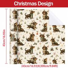 1set Cute Dachshund Christmas Wrapping Paper(Includes Stickers), Vintage Holiday Gift Wrap With Reindeer Dogs, Snowflakes Design For Xmas Gifts, Dog Lovers, Making Party Decorations, And Birthday Presents - Puppy - View 4