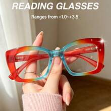 6pcs Fashion Large Frame Reading Glasses Set, Leopard/Contrast/Patchwork/Classic Solid Color Unique Color Reading Glasses, Comfortable Spring Temple, Daily/Work/Party/Holiday Gift, Multi-Scenario Essential Women's Reading Glasses Large Combo Pack - Multicolor 1 - View 5