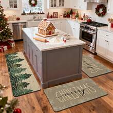 1/2/3pcs Christmas Theme Kitchen Rugs, Flannel Kitchen Rugs, Comfortable Soft Absorbent Non-Slip Machine Washable With Non-Slip Backing, Suitable For Entryway, Living Room, Bedroom, Kitchen, Dining Room, Bathroom, Laundry Room, Patio, Hallway, Multi-Functional Home Floor Mat, Christmas Holiday Decoration Rug - Multicolor - View 6