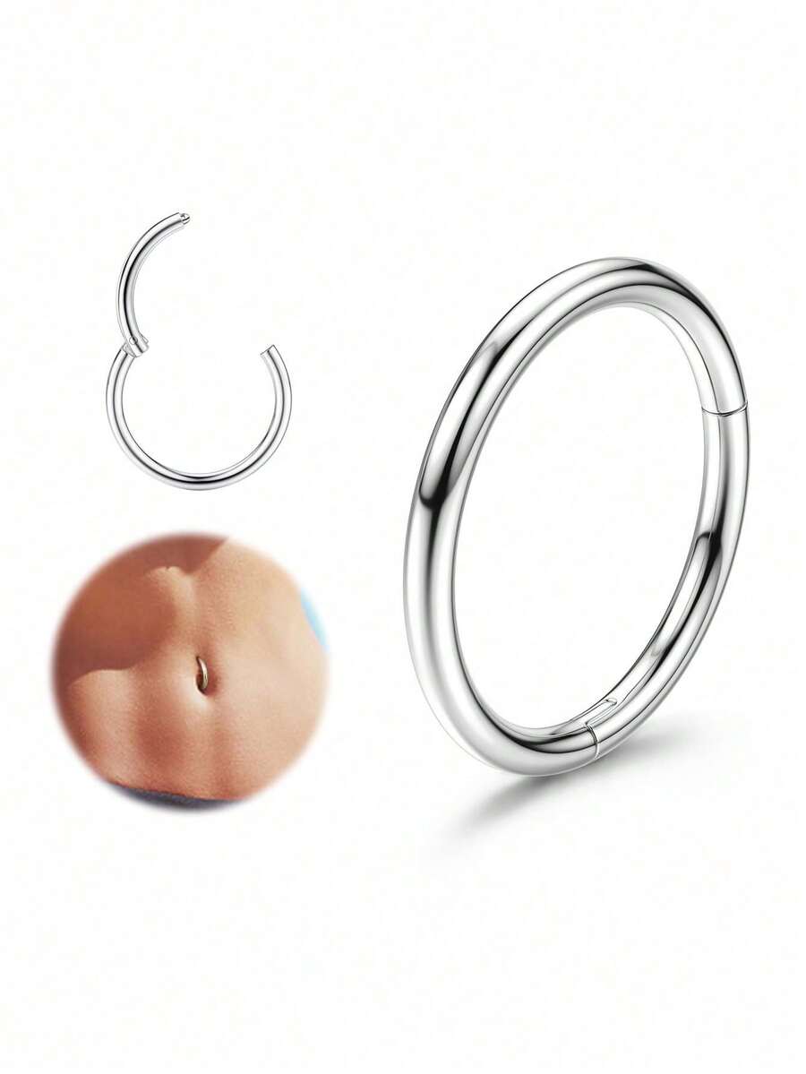 TOKRING 14G Clicker Belly Button Ring For Women Clicker Belly Rings Navel Rings ,Hoop Belly Piercing Clicker Oval, Belly Ring Reverse Navel Body Belly Piercing Jewelry - Multicolor - View 1