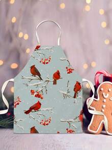 1PC Christmas Pattern Single-Sided Printed Apron, Unisex Home Kitchen Halter Tie Apron, Home Decor Kitchen Cooking Anti-Stain Apron - Multicolor - View 5