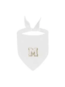 1pc Personalized White Pet Scarf Featuring Letter Designs-A Great Gift And Pet Accessory. Choose A Backpack Customized With Your Furry Friend's Initial; It Is Perfect For Hiking, Camping, Traveling, And Park Walks With Small To Medium-Sized Pets. - White - View 13