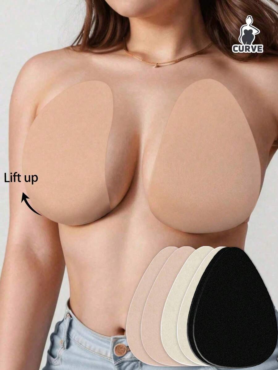 10pcs Plus Size Teardrop Shape Lift-Up Breast Pads, Suitable For Large Breasts, Disposable Invisible Push-Up Lift-Up Breast Pads, Self-Adhesive Strapless Backless Breast Lift Pads, Suitable For Large Breasts Wedding Dress Evening Gown - Multicolor - View 1