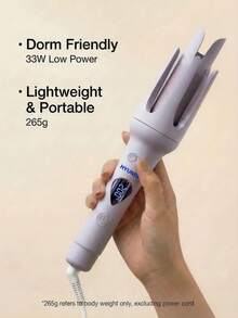 HYUNDAI 1pc Ceramic Glazed Fully Automatic Curling Iron 32MM Large Wave Slouchy Curling Tool Fast Heating Anti-Scald LCD Temperature Control Home Travel Hair Curler UK/EU Plug Optional Light Purple Gift Essential - Multicolor - View 3