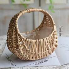 Handwoven Pearl Princess Flower Basket, Rattan Woven Storage Basket, Handheld Flower Basket, Handmade Flower Basket, Home & Wedding Decor - Multicolor - View 27