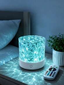 1pc RGB Water Ripple Projection Night Light, 16 Color Water Ripple LED Atmosphere Lamp With Remote Control, USB Dimmable Desk Lamp, Suitable For Bedroom Home Decor, Gift - One Size Fits All - View 4