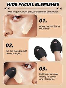 21 Pcs/1 PC Complete Cosmetic Set, 8 Pcs White Coffee Mixed Bristle Makeup Brushes Plus 13 Pcs Makeup Sponges, Gradient Size Brush Heads Realize Large Area Blending And Precise Detail Modification For Delicate Makeup Look - Multicolor - View 10