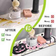 1pc Halloween Pumpkin Faucet Cover, Create Holiday Atmosphere, Bathroom Faucet Splash Guard, Waterproof Non-Slip Faucet Pad, Kitchen Countertop Accessory, Kitchen Dining Table Accessory, Sink, Moisture-Proof Absorbent Pad, Absorbent Drainage Pad, Multi-Functional Absorbent Non-Slip Pad - Multicolor - View 7