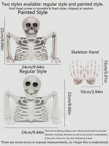 3pcs/Set 24cm/9.44in Half Body Plastic Skeleton, Halloween Skeleton Bursting Out Of Ground Decoration, Includes Skull, Ribcage, Arms And Extra Skeleton Hand, Suitable For Yard, Lawn, Cemetery, Haunted House, Outdoor Party Halloween Decor - Half-length Style - View 4