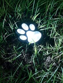 Efficient Solar Powered IP65 Waterproof Heat & Frost Resistant Auto Dusk Sensor Paw Print Design Black Solar Ground Light, Suitable For Patio Lawn Yard Pathway Outdoor Garden Landscape Decorative Lighting Accessory - Aaaa - View 11