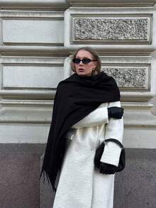 1pc Women's Solid Color Faux Cashmere Oversized Scarf, Soft And Warm, Suitable For Daily Casual Wear - Multicolor - View 7
