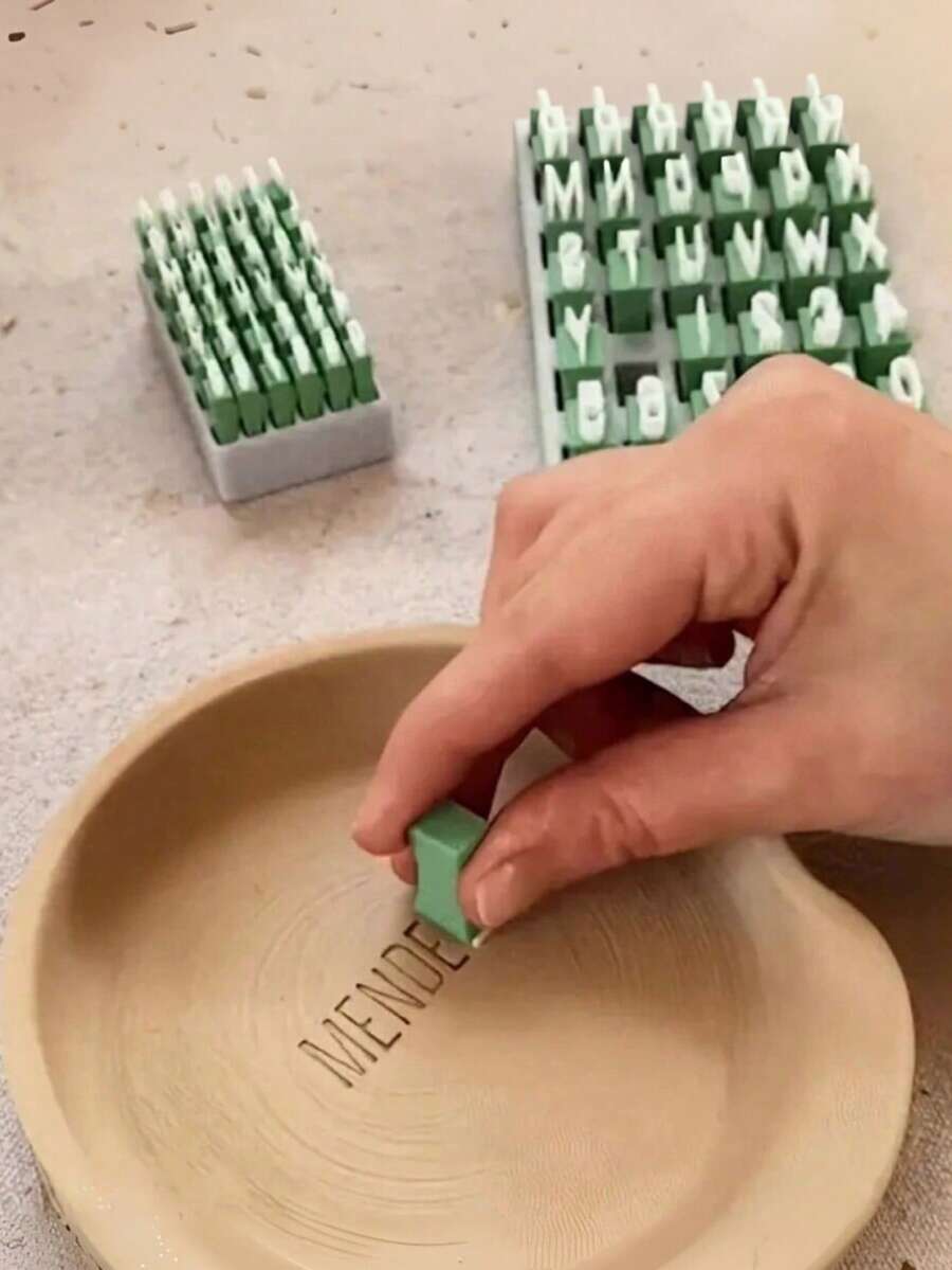 字母黏土印章 大小寫字母模具 聚合物黏土壓紋工具 DIY 手作工具 手工黏土印章 字母印章 黏土裝飾工具 創意壓紋套組