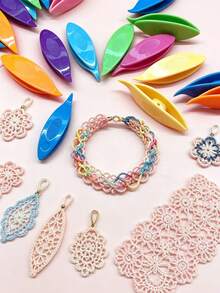 9pcs Bright Color Shuttle Bobbin Set, Portable Lightweight Lace Making Tool, Practical Handmade Accessory For Lace Creators, Suitable For Making Bracelets, Pendants, Lace Trim And Fiber Art DIY Crafts - Small Phoenix Eye Shuttle - View 1