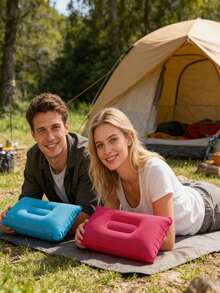 1pc Inflatable Travel Pillow, Portable Outdoor Ultralight Camping Pillow With Neck And Waist Support, Washable, Suitable For Airplane, Office Nap, Hiking, Multi-Functional Travel Pillow For Various Occasions - Multiple Styles - View 3