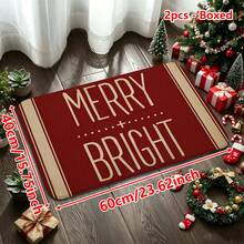 1/2/3pcs Christmas Theme Kitchen Rugs, Flannel Kitchen Rugs Comfortable Soft Absorbent Non-Slip Machine Washable With Non-Slip Backing Suitable For Multiple Scenes Entrance Living Room Bedroom Kitchen Dining Room Bathroom Laundry Room Hallway Christmas Holiday Decoration Home Mat - Multicolor - View 13