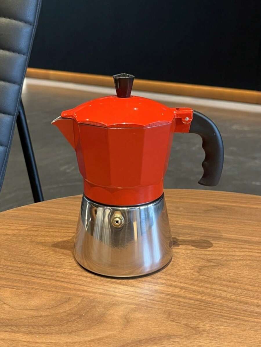 High Quality Italian Mocha Pot With Capacities Of 3, 6 Cups, European Style Manual Pouring Coffee Machine, Home Coffee Brewing Equipment, Mocha Pot With Multiple Capacities To Choose From - Red - View 1