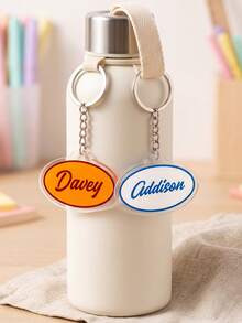 1 pieza Llavero con etiqueta de nombre de fuente retro personalizada, accesorio de Charm de bolso con monograma personalizado, regalo para mochila, regalo de recuerdo personalizado para uso diario de la familia - Multicolor - Ver 3