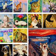 Kalender 2027: 12 Bulan Dua Sisi (Halaman) Kertas Tebal, 21,08x21,08cm Kalender Dinding Bertema Kucing Menjerit, Desain Warna Cerah, Cocok Untuk Perencanaan Pribadi Dan Dekorasi Kantor Dan Rumah yang Menyenangkan - Berbagai gaya - View 4