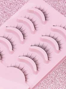 AYRMILLA Lashes NEW 5 Pairs Natural False Eyelashes Fluffy Soft Dramatic Wispy Eyelash ,Handmade Upper Lash Winged End Eye Elongated Eyelashes Natural Realistic Eyelash Full Strip Lashes Volume Popular Make Up Beauty Tools. - Black - View 3