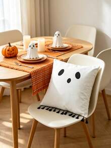 1PC Fun Little Ghost Fringe Pillowcase, Simple Ghost Pattern, Machine Washable, Double-Sided Printing, Zipper Closure, Suitable For Car Backrest Cover, Home, Sofa, Bedroom And Office Decoration Pillowcase, Halloween Pillowcase (Excluding Pillow Core) - Multicolor - View 6
