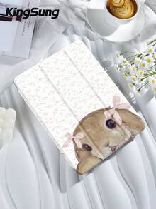 Kingsung Rabbit Floral Bow Pattern Tablet Case, Compatible With IPad 9.7/10.2/10.5/10.9/12.9/Pro 11, 10th Generation, Compatible With Samsung Galaxy Tab S6 Lite 10.4-Inch, Compatible With Kindle Paperwhite 12th Gen 2024, Kindle 11th Gen 2022, Clara Color, Soft Fall Protection, Intelligent Standing/Automatic Wake-Up/Sleep - Multicolor - View 3