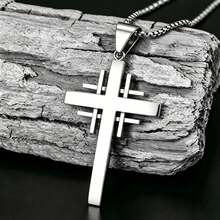 1PC Fashionable Men's And Women's Universal Minimalist Style Religious Cross Pendant Necklace, Suitable For Daily Wear - Fashion - View 1