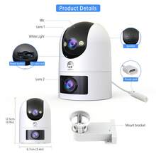 JOOAN 1296P Full HD Dual Lens Security Camera 360° Panoramic View Day & Night Full Color Auto Tracking Electronic Fence Sound Detection 5G Dual Band WiFi AP Hotspot Offline Monitoring Supports SD Card & Cloud Storage - White - View 10
