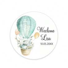 UNICCUT Custom Bear Stickers Welcome Baby Hot Air Balloon Animals Birthday Party Round Sticker Labels Baby Shower Cute Stickers - Multicolor - View 36