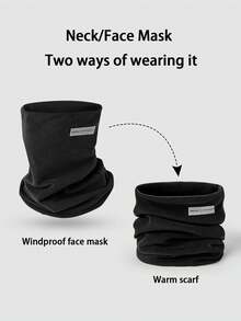 Solid Color Soft Fleece Face Cover Neck Warmer, 2-In-1 Winter Scarf For Outdoor Commuting - Scarf - View 5