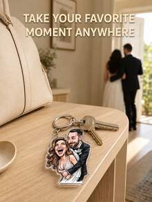 Personalized Photo Cartoon Portrait Keychain,Bag Charm, Custom Image Portrait Accessory, Personalized Wedding Memory Token, Couple Photo Gift - Multi-color - View 7