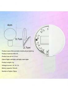 AXNEN 1pc Clip-On Round Portable Selfie Light, Mini Selfie Ring Light, Rechargeable Battery With 3 Adjustable Brightness Levels, 2-8 Hours Battery Life, Suitable For IOS/Android Phone Photography, Video, Vlog Fill Light - Pink - View 6