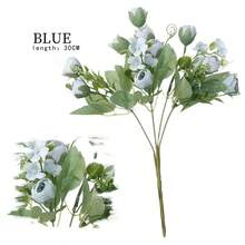 1 Bunch Artificial Spring Flower Buds Bouquet Home Decor Living Room Hotel Dining Table Decoration Fake Flowers - Baby Blue - View 5