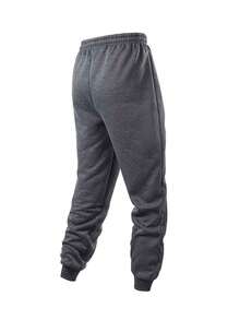 Men's Thickened Cashmere Sweatpants, Elastic Waist Drawstring Running Pants, With Zipper Pockets, Loose Casual Pants, Suitable For Winter Daily Wear - Dark Grey - View 3