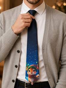 1pc Men's 8CM Christmas Tree & Santa Claus Christmas Holiday Neck Tie - Multicolor - View 1