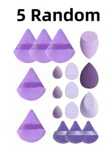 Random 5-Piece Makeup Sponge Set, Random Packaging Bottle And Bag, Full Set With 3 Regular Makeup Sponges, 3 Mini Makeup Sponges, 3 Powder Puffs, 3 Mini Powder Puffs, 3 Mini Finger Cushion Powder Puffs - Multicolor - View 7