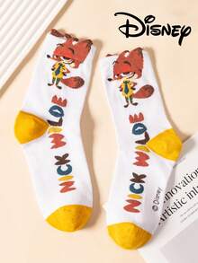 2/1 Pair Disney Men's Mid-Calf Sports Socks, Cute Cartoon Unique Disney Men's Socks With Nick Wilde Fox Pattern, Suitable For Students/Adults As Gifts And Daily Use - Multicolor - View 7
