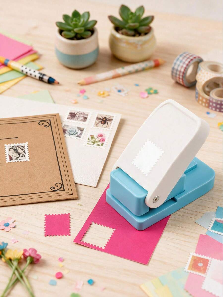 1*0.8in Rectangular Stamp Perforator, Portable Manual Paper Perforator, Suitable For Manual Crafting, Scrapbook, Diary, And Card Making - Large Rectangle - View 1