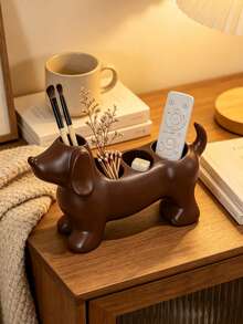 Cute And Simple Dachshund-Shaped Bathroom Storage Box And Toothbrush Holder - Electric Dachshund Toothbrush Holder And Shelf, Toothpaste And Makeup Brush Storage Base, Adorable Storage Base Stand. - Multicolor - View 6