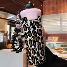 1PC 600ML Simple Leopard Print, Personalized Leopard Print, Stylish Leopard Pattern Stainless Steel Thermal Cup, Dual-Use Coffee Cup, Portable Straw Cup, Lanyard Thermal Cup, Suitable For Office, Home, Gift Recommendation, Coffee/Milk/Tea - Multicolor - View 6
