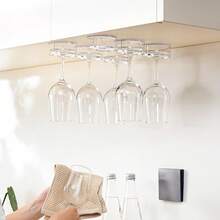 Clear Under Cabinet Wine Glass Rack, Hanging Stemware Holder, No Screws No Drilling Red Wine Glass Storage Organizer, 6pcs Set - 6-pack - View 8