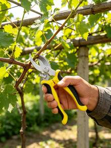 1pc Curved Garden Branch Shears Stainless Steel Blade Anti-Slip Handle With Blade Sharpener And Protective Cover Spring Loaded Safety Lock For Grafting Vine Tree Pruning (Each Includes 1 Blade Sharpener + 1 Rubber Cover + 1 Card Packaging) - A - View 5