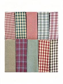 10/20pcs Striped Plaid Fabric Set, Pre-Cut Fabric, Vibrant Classic Plaid Combination, High-Quality Colored Yarn-Dyed Plaid Fabric, Suitable For DIY Sewing, DIY Crafts, Home Decor, Patchwork And Embroidery Crafts. Multi-Functional Fabric - Multicolor - View 2
