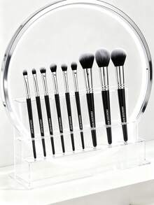 Princess Rose New 10pcs Makeup Brush Set, Soft Bristles, Even Powder Pickup, Powder Brush, Blush Brush, Eyeshadow Brush, Beginner, Fluffy Soft Bristles, No Shedding, Complete Makeup Tool Set For Beginners - Black - View 6