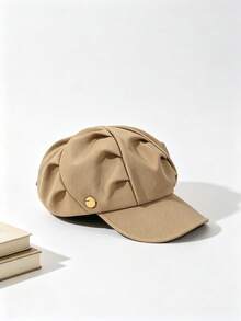 1pc Women's Beret Hat, Cute Vintage French Newsboy Cap, Pleated Design, Casual Adjustable, Warm & Windproof, Versatile Accessory, Suitable For Daily Wear, Autumn/Winter - Style 1 - View 8